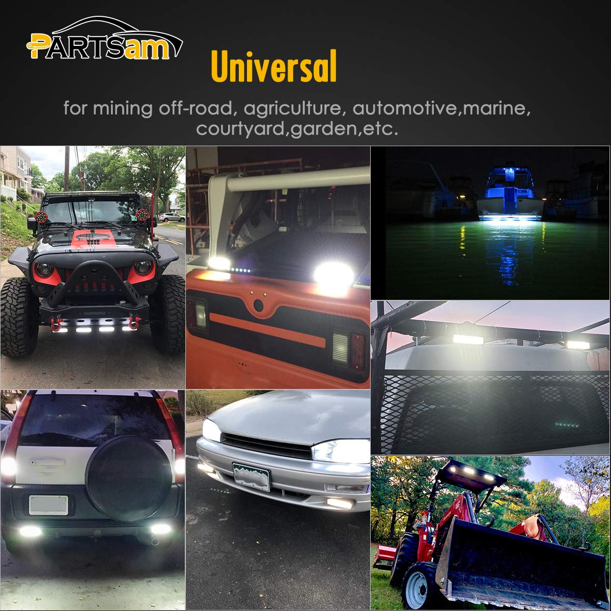 Partsam night drive beam pattern illuminating distant road for safer visibility