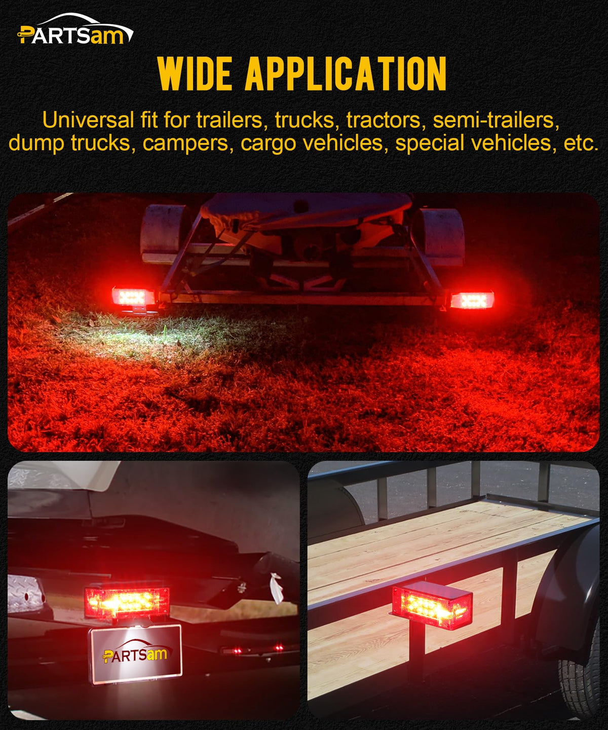 Partsam nighttime brake and turn signal demo enhancing road safety visibility