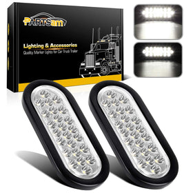 Partsam oval front view showing clear lens and bright LEDs for enhanced visibility