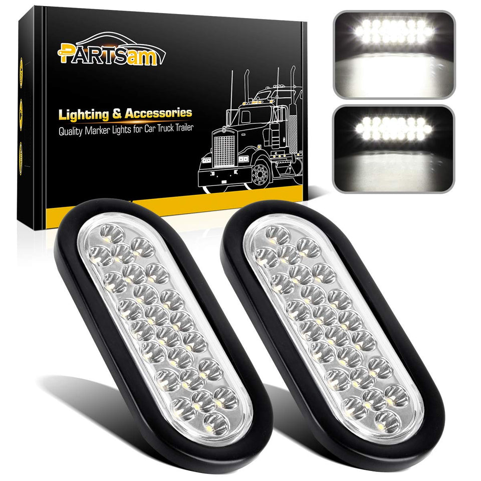 Partsam oval front view showing clear lens and bright LEDs for enhanced visibility