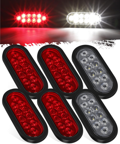 Partsam front view of oval LED tail light showing lens and mounting
