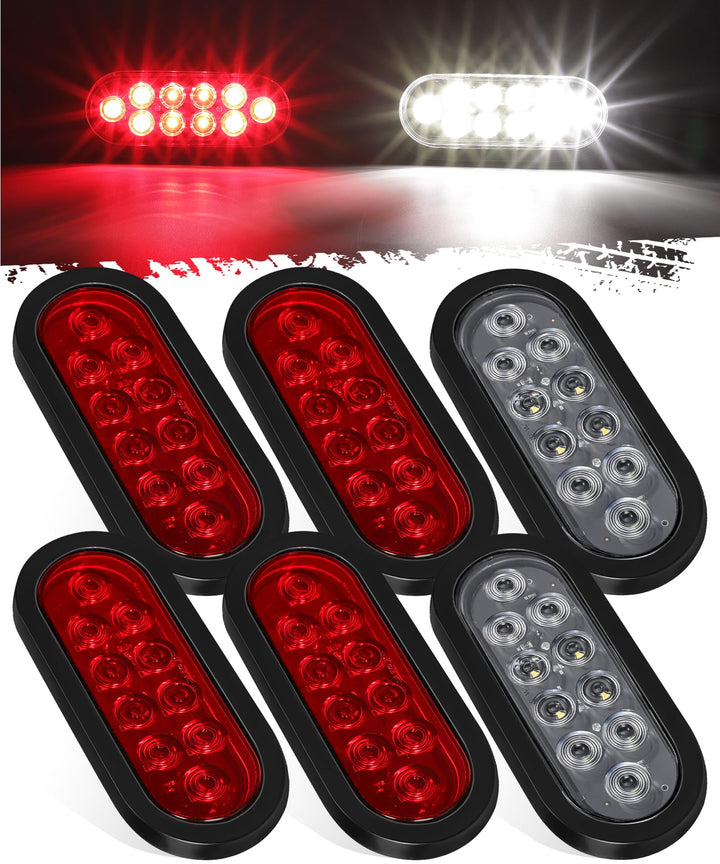 Partsam front view of oval LED tail light showing lens and mounting