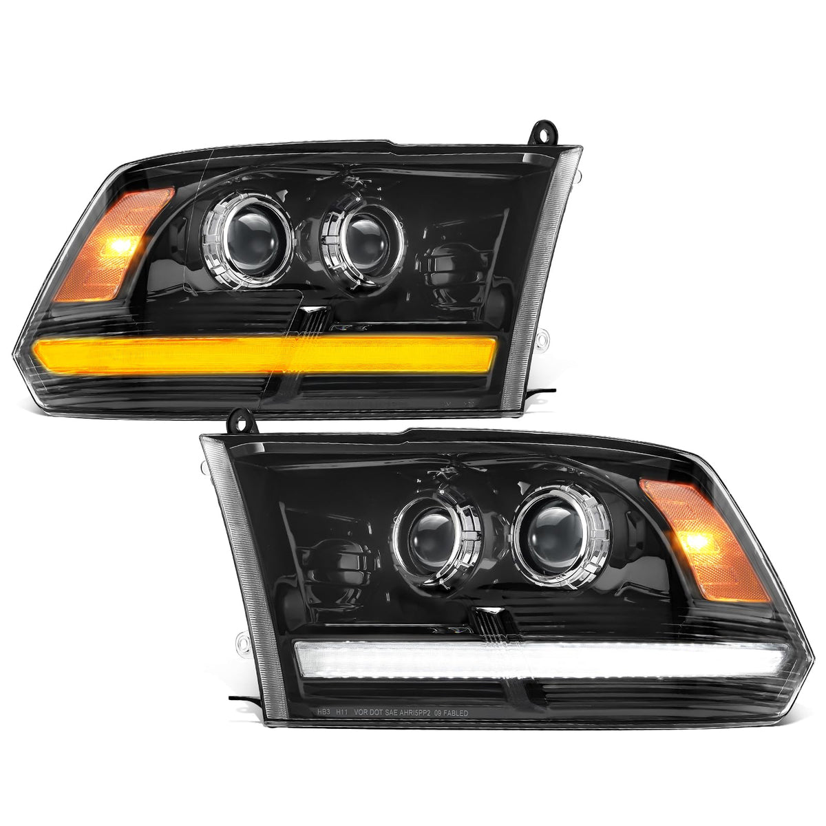 Partsam front view headlight pair installed showing modern look and improved visibility