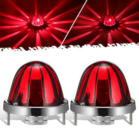 Partsam red glass front view showing sharp LED starburst for improved visibility