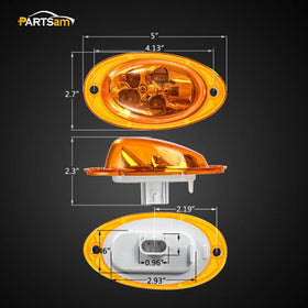 Partsam lamp beside ruler showing 5 inch dimensions for correct fit verification