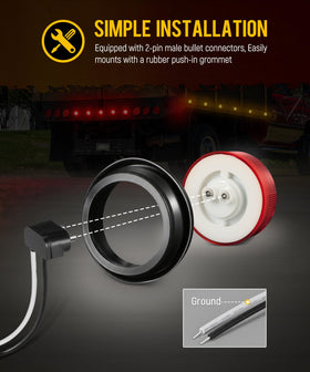 Partsam light next to ruler showing 2.5 inch scale and benefit: accurate size fitment