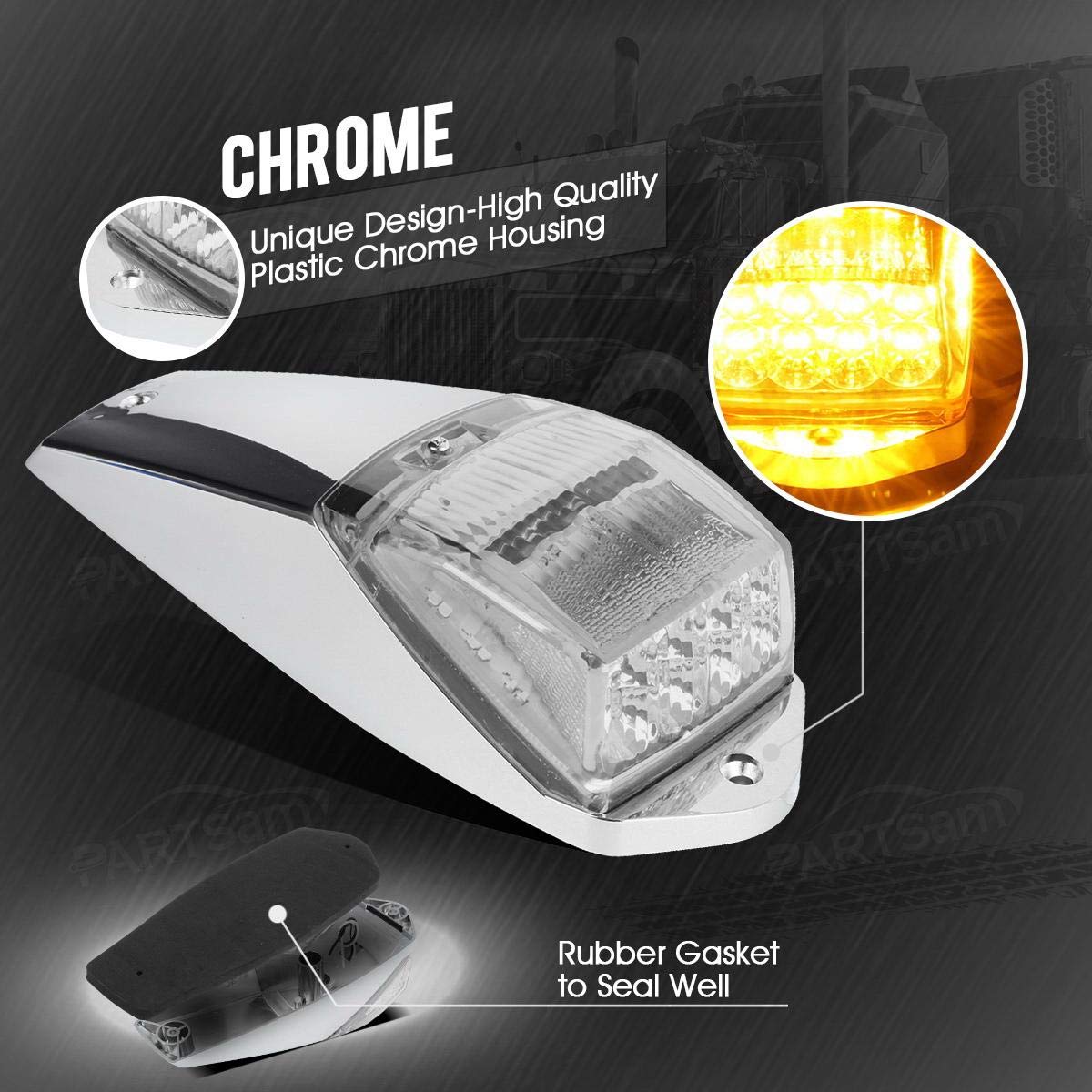 Partsam side profile mounted on truck roof for improved road visibility