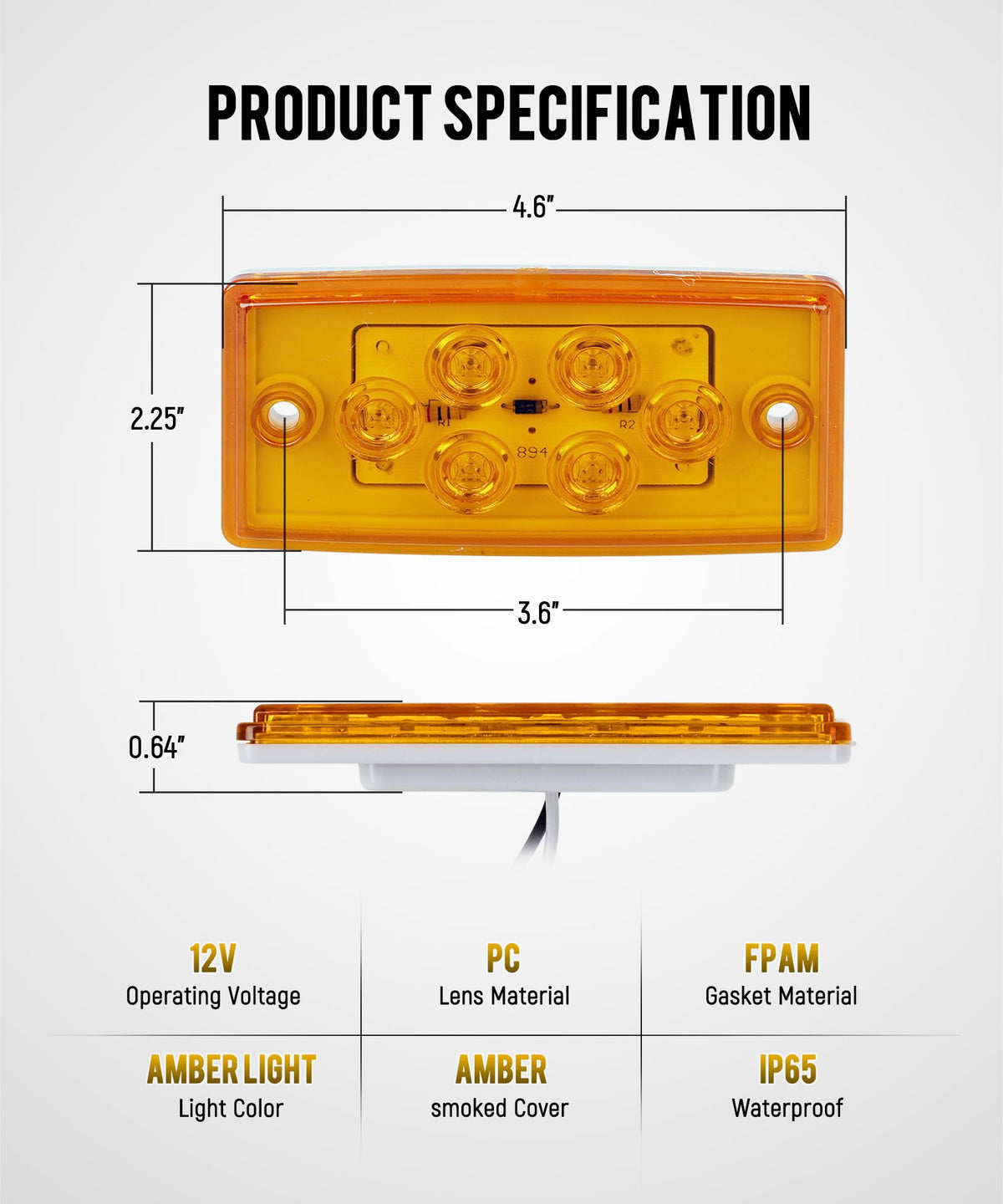 Partsam side profile showing mounting holes for straightforward roof installation