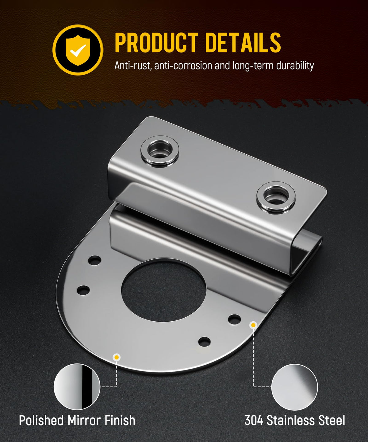 PARTsam bracket beside ruler displaying 1.5-inch center hole and scale