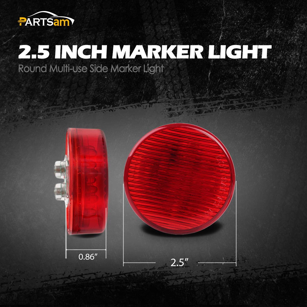 Partsam next to ruler for scale showing 2.5 inch diameter compact size ideal for tight spaces