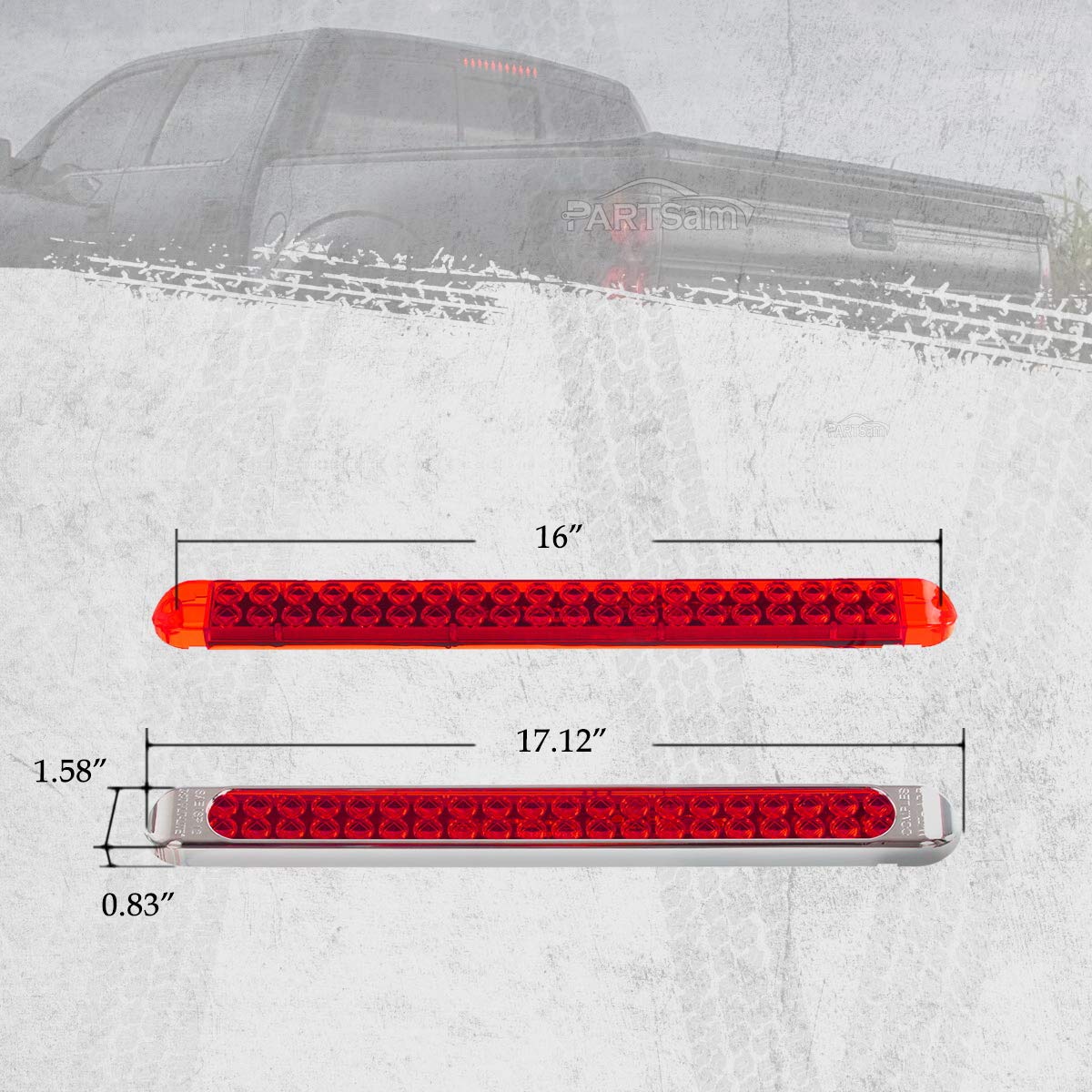 Partsam next to ruler showing 17.12-inch length and hole spacing