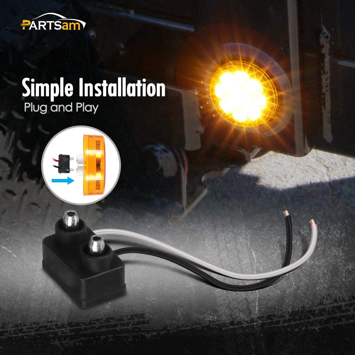Partsam size comparison next to ruler showing 2.5-inch diameter and compact fit benefit
