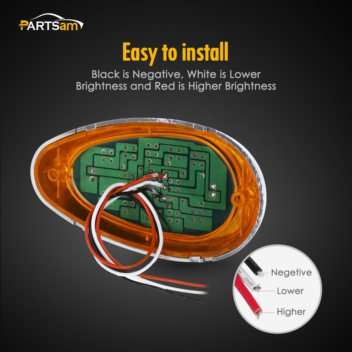 Partsam size scale with ruler showing compact 6-inch length for tight mounting spaces