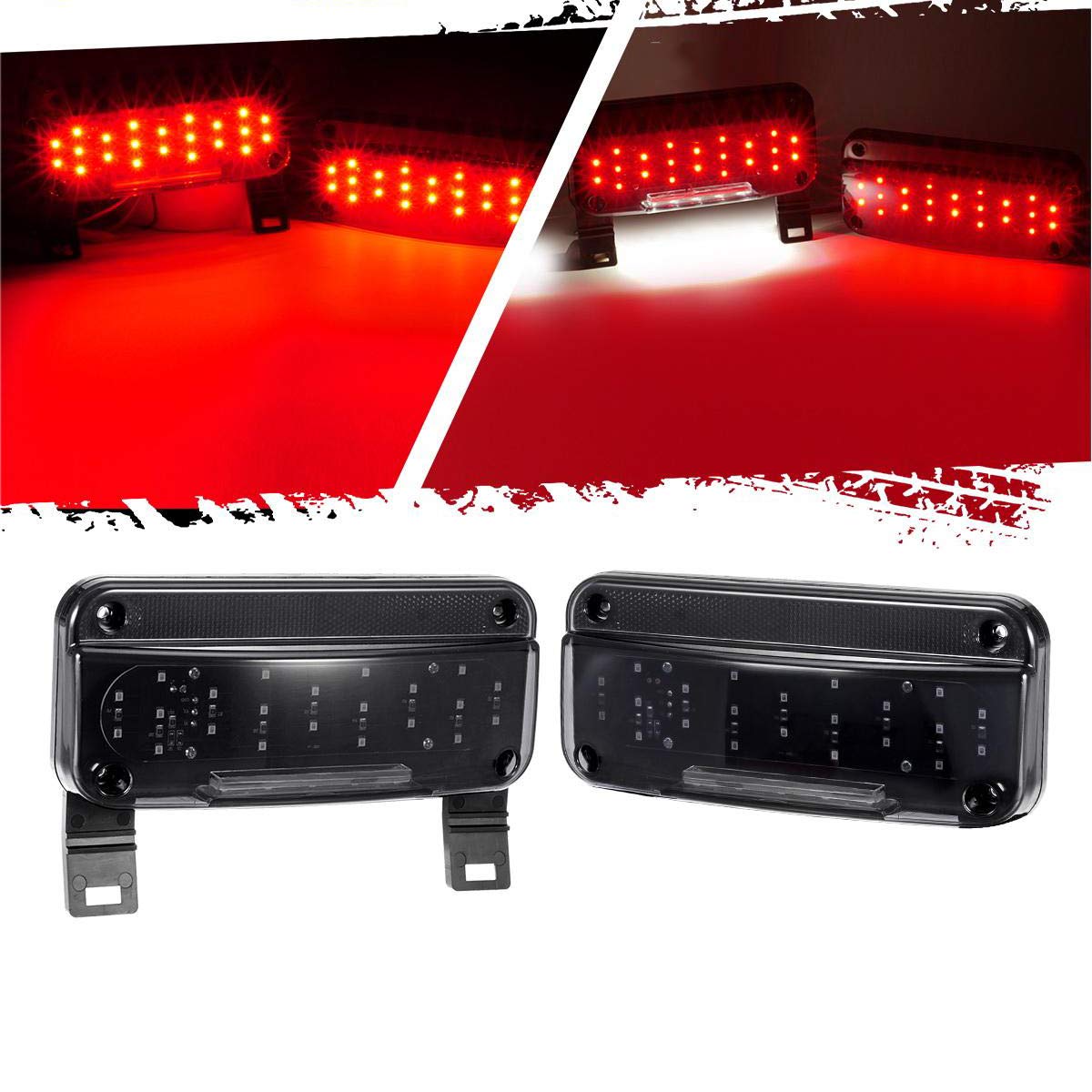 Partsam front view of pair tail lights showing smoked lens and black base benefit clearer styling