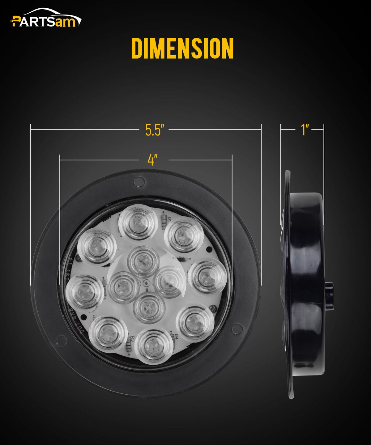 Partsam lens edge with water droplet proofing detail showing waterproof protection