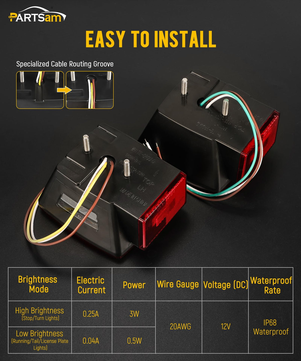 Partsam wiring color codes and leads for simple quick installation