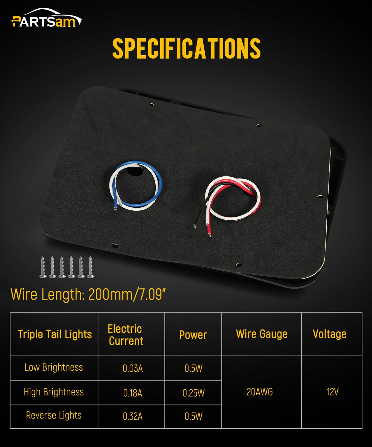 Partsam wiring harness five-wire detail for easy, organized electrical hookup