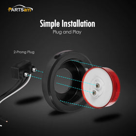 Partsam wiring pigtail and 2-prong plug view showing easy plug-and-play installation