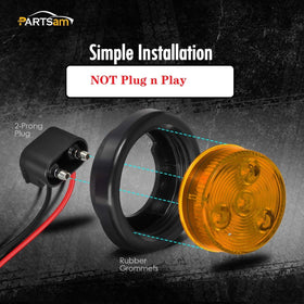 Partsam wiring pigtail detail showing red and black wires for quick hookup benefit