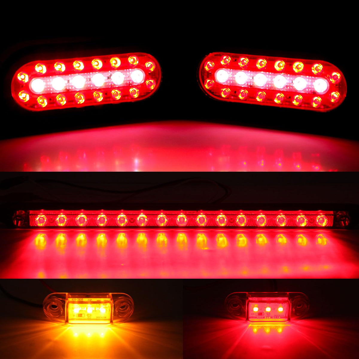 Partswcgg 13.8 inch red tail light bar mounted on trailer enhancing rear signaling