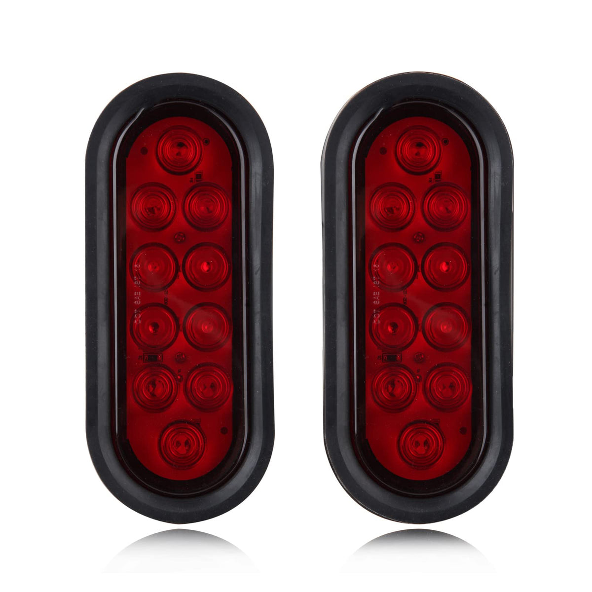 Partswcgg close-up of ten LEDs under red lens for brighter, low-draw signaling