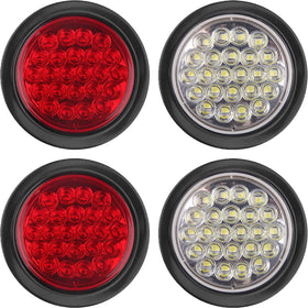Partswcgg front view of red and white lights showing clear lens and visibility