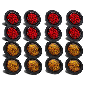 Partswcgg front face of round LED marker showing bright 13 LEDs and clear benefit of visibility