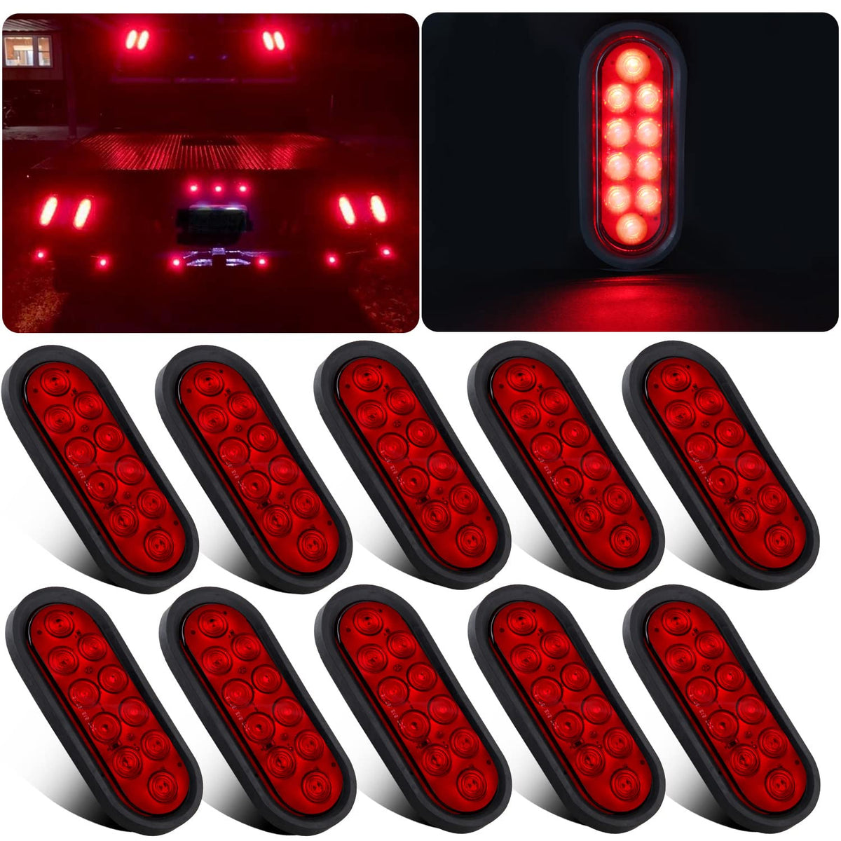 Partswcgg front view of 6-inch oval LED tail light showing sealed design and quick fit