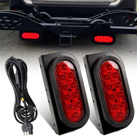 Partswcgg front view of dual 6-inch oval taillights showing bright red lens benefit