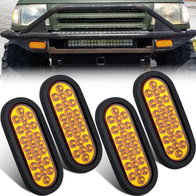 Partswcgg front view amber oval strobe showing bright LEDs and flush mount benefit