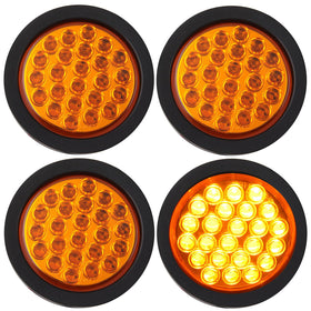 Partswcgg front view of four amber recessed lights showing compact design and bright signal