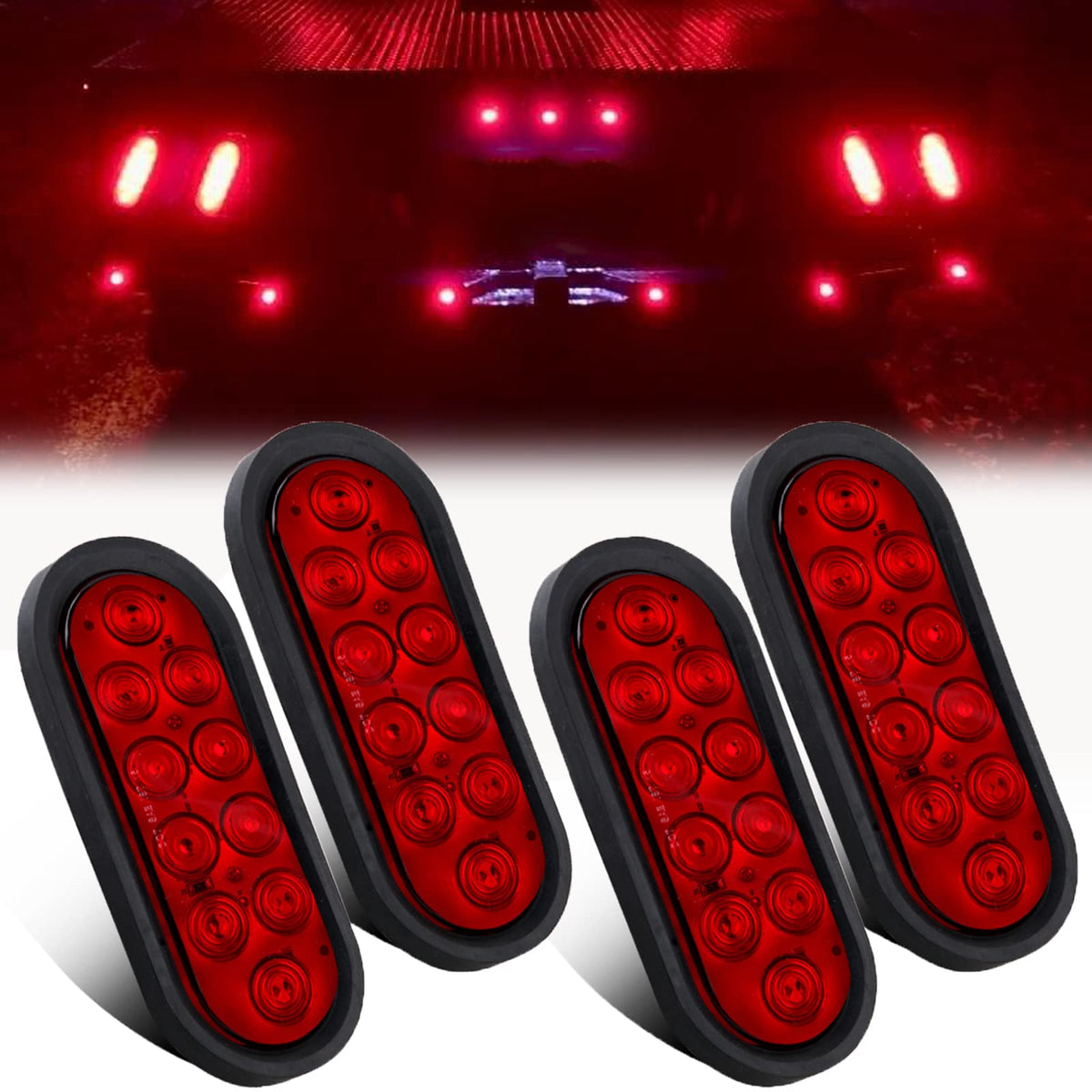 Partswcgg front view of oval tail light showing bright red lens and clear signaling
