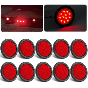 Partswcgg front view of round LED tail light showing clear red lens and better visibility