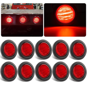 Partswcgg front view of round red LED marker light shows bright visibility
