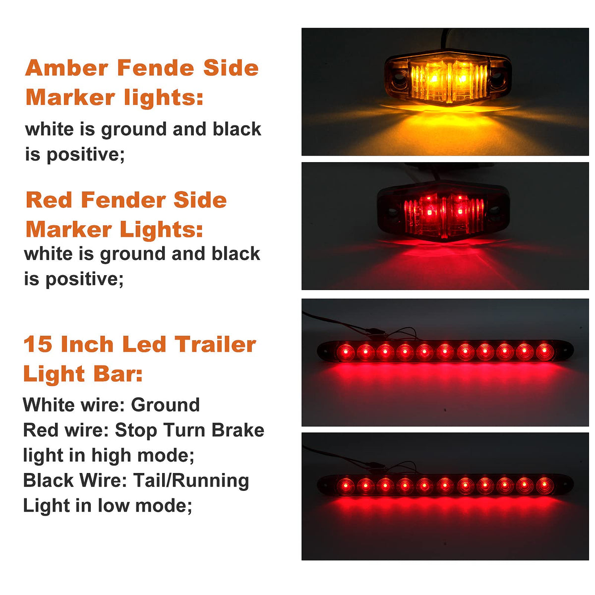 Partswcgg mini oval side marker lights grouped showing enhanced side visibility