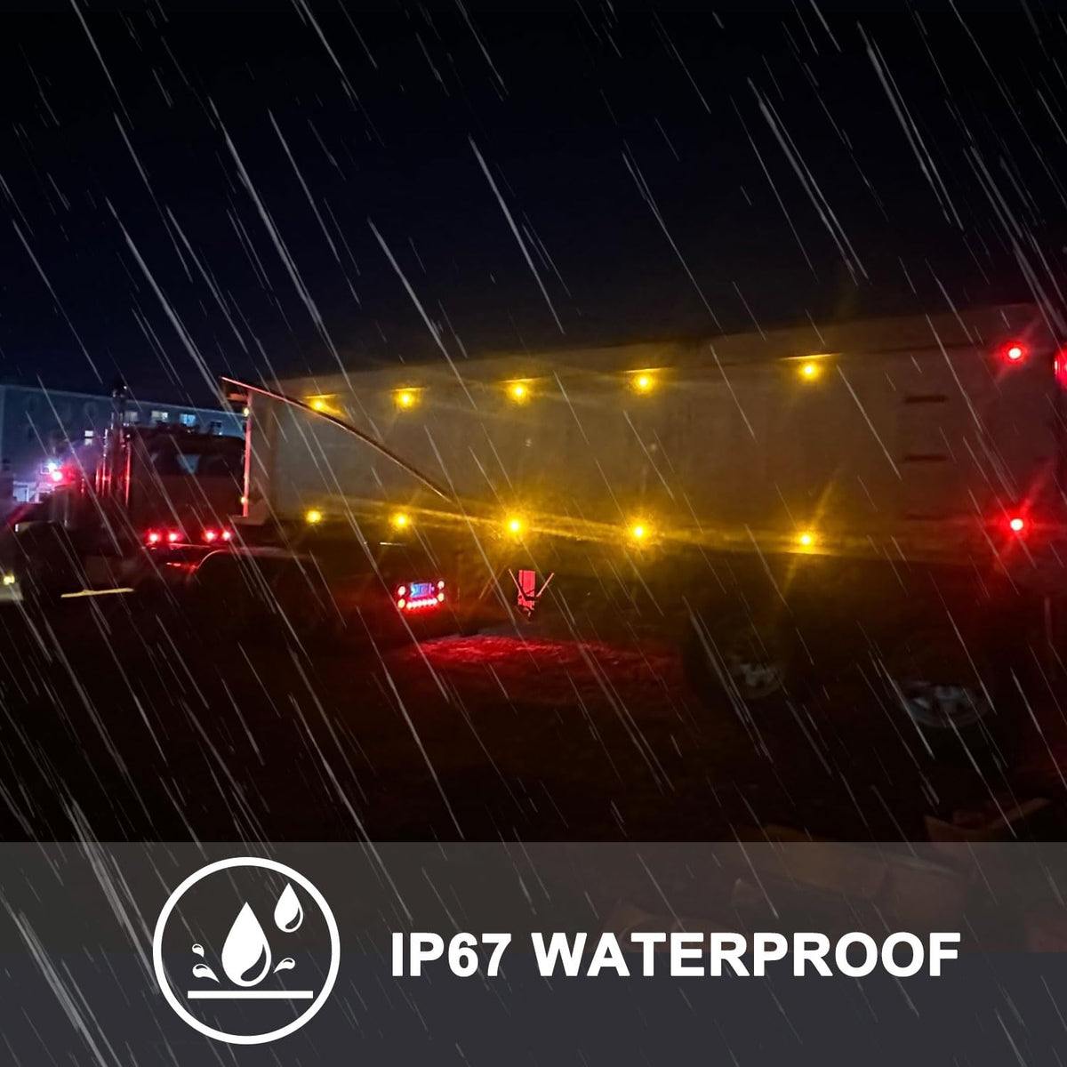Partswcgg night shot of trailer lights enhancing visibility on dark road