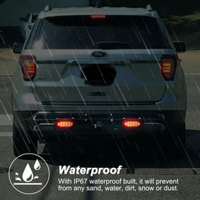 Partswcgg taillight beside ruler showing size and easy-fit scale