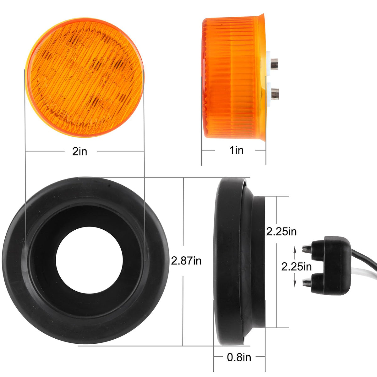 Partswcgg light next to ruler illustrating 2" inner diameter for correct fit