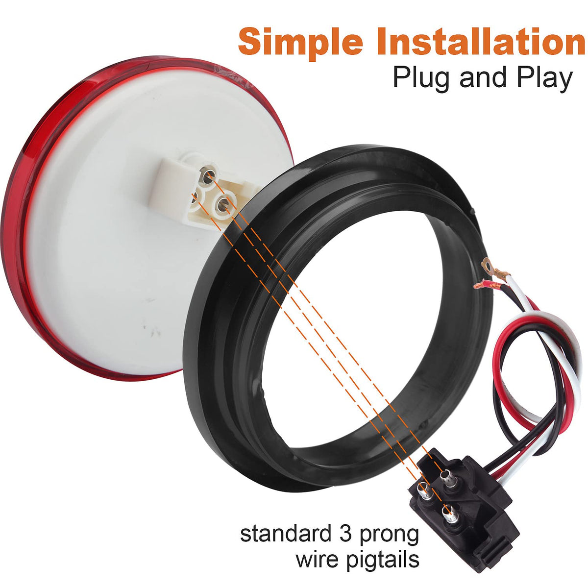 Partswcgg wiring pigtails and 3-prong plug enabling easy plug-and-play install