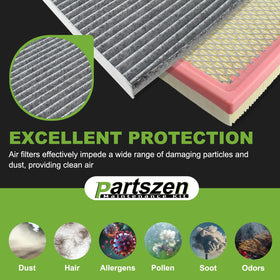 partszen cabin filter activated carbon layer reducing odors and gases