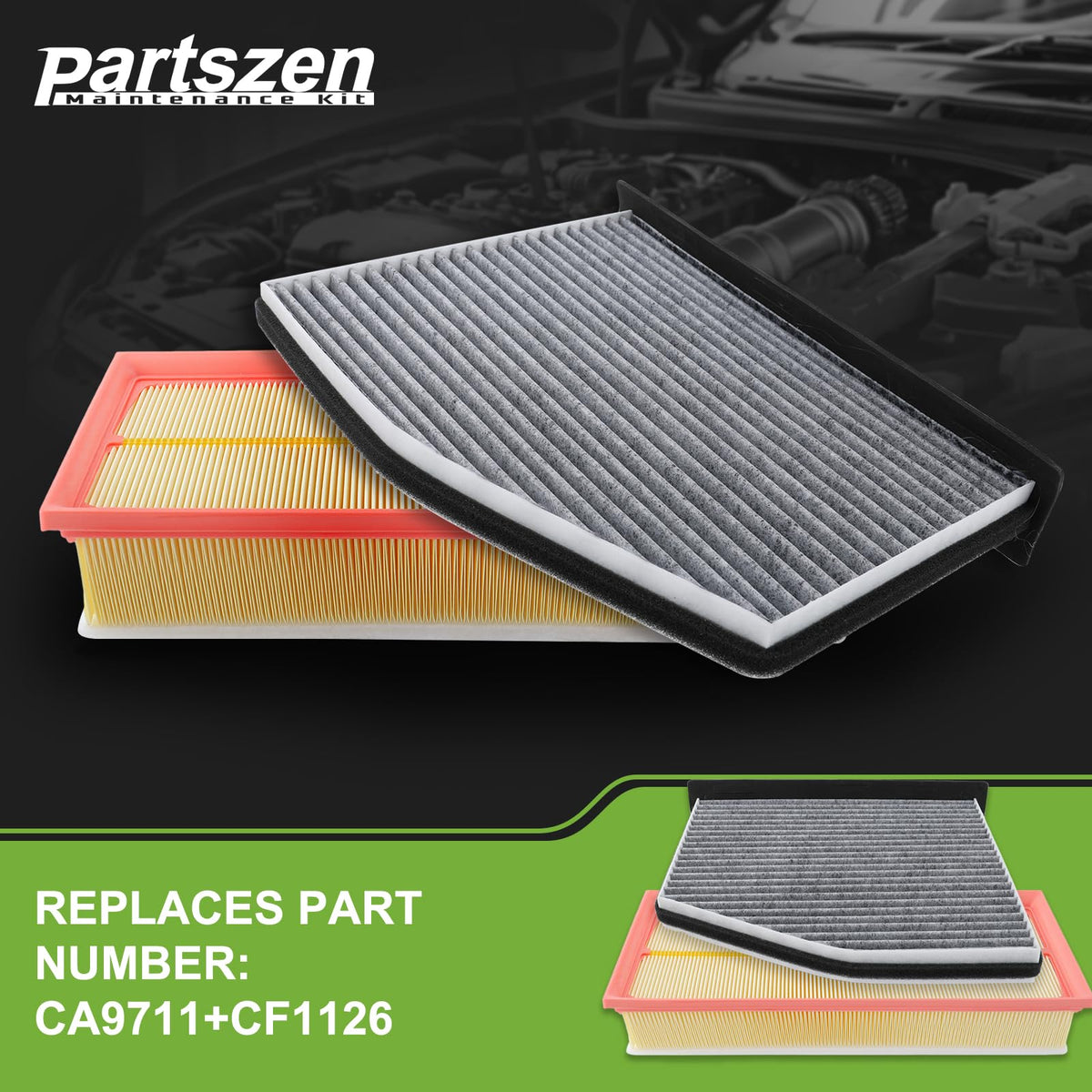 partszen cabin filter front view highlighting fitment and cleaner cabin air