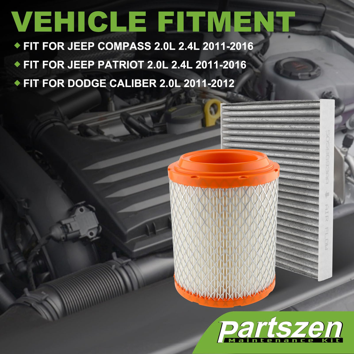 partszen cabin air filter installed behind glovebox demonstrating easy replacement access