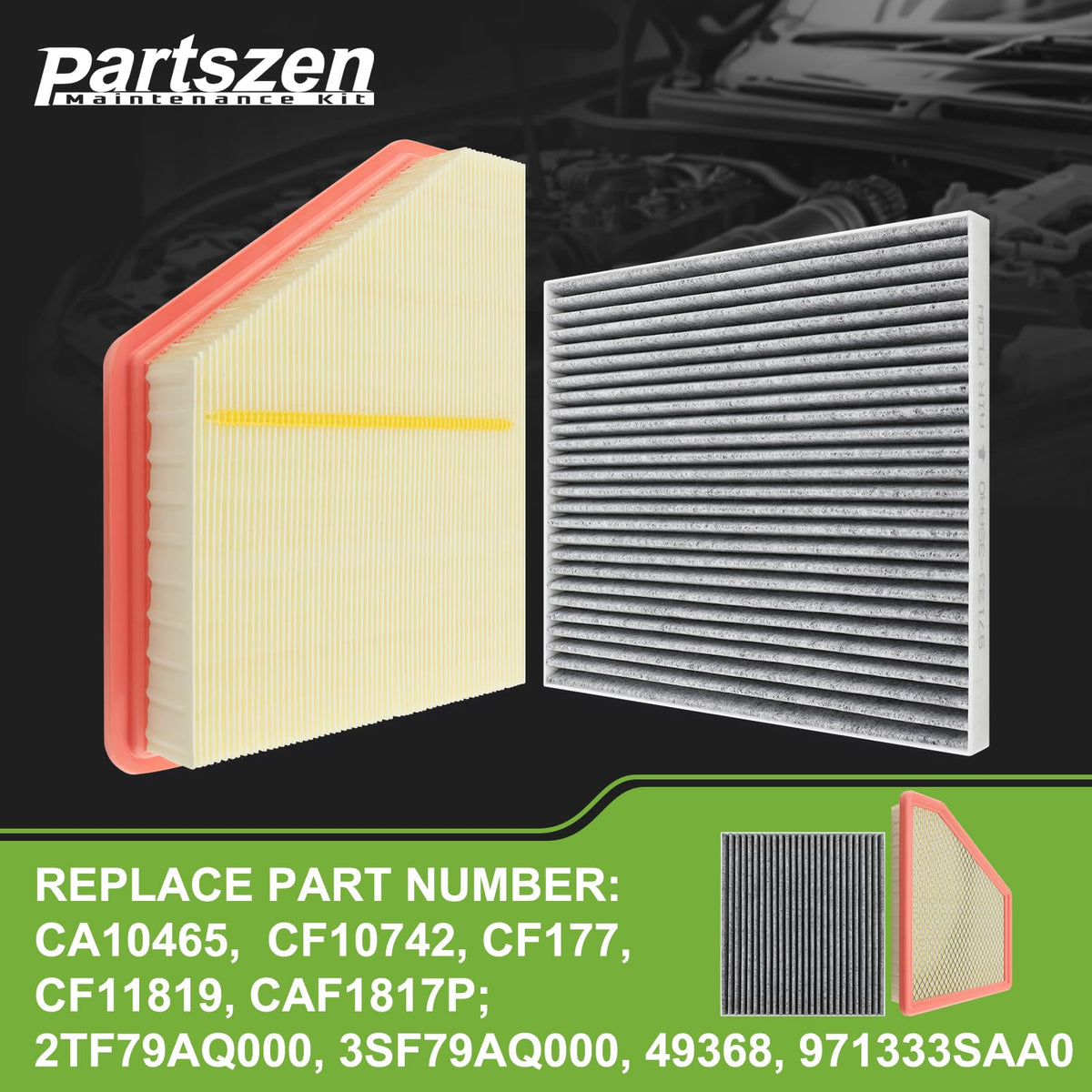 partszen engine air filter front view highlighting fit and airflow benefit