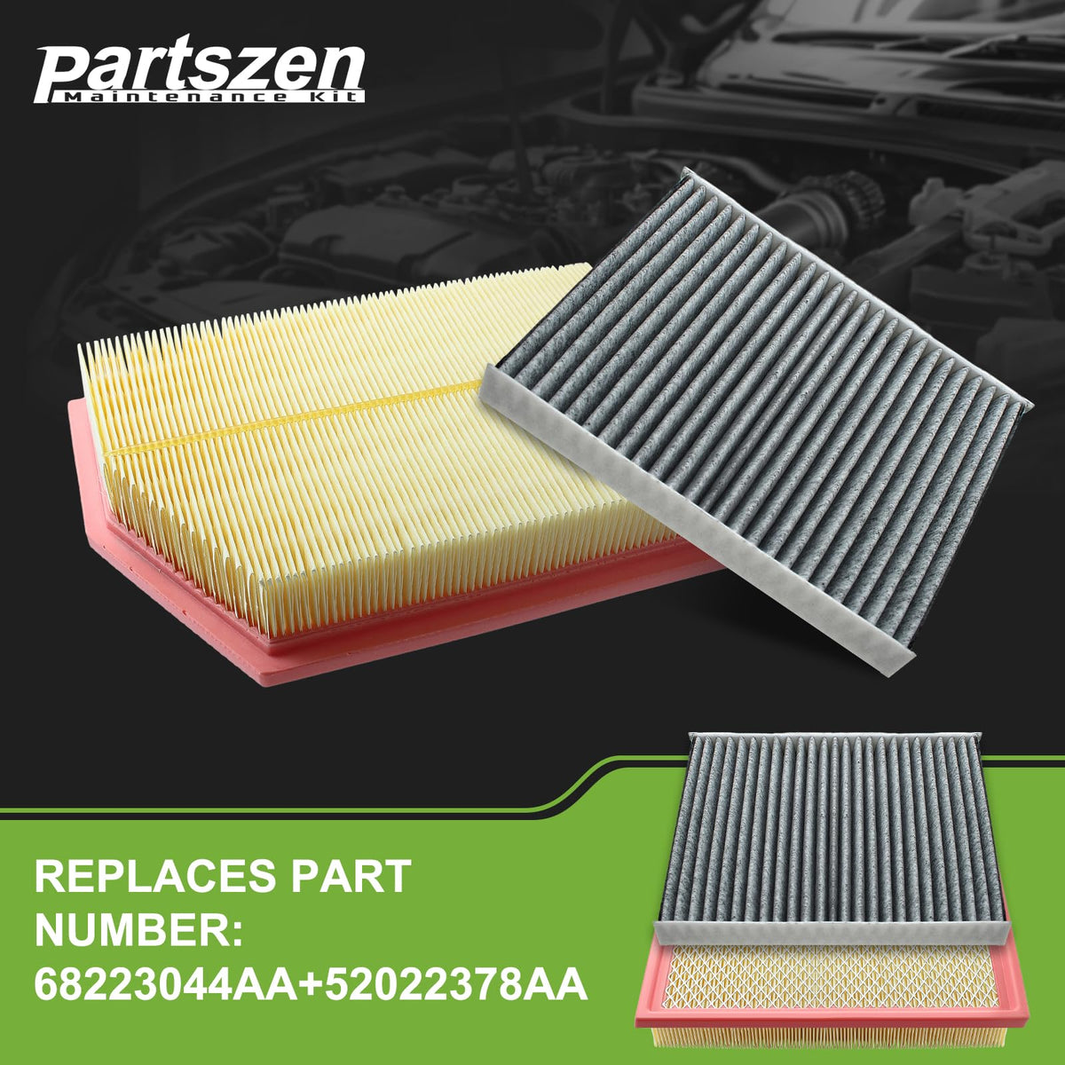 partszen engine filter pleated media close-up for superior particle capture