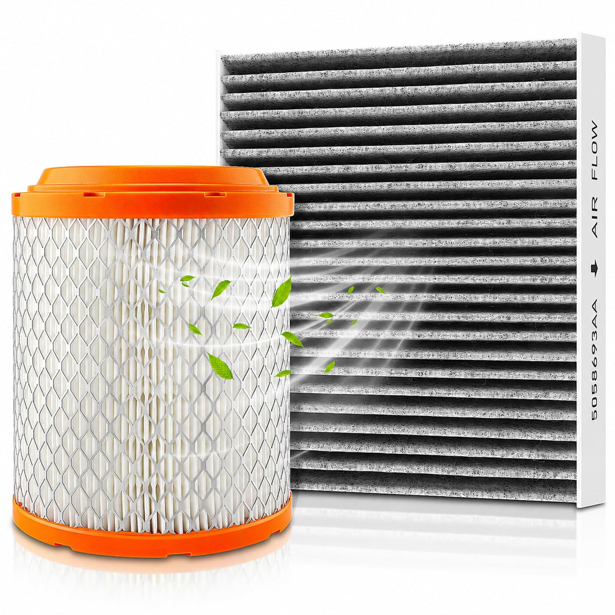 partszen front packaging showing both engine and cabin filters and included parts benefits