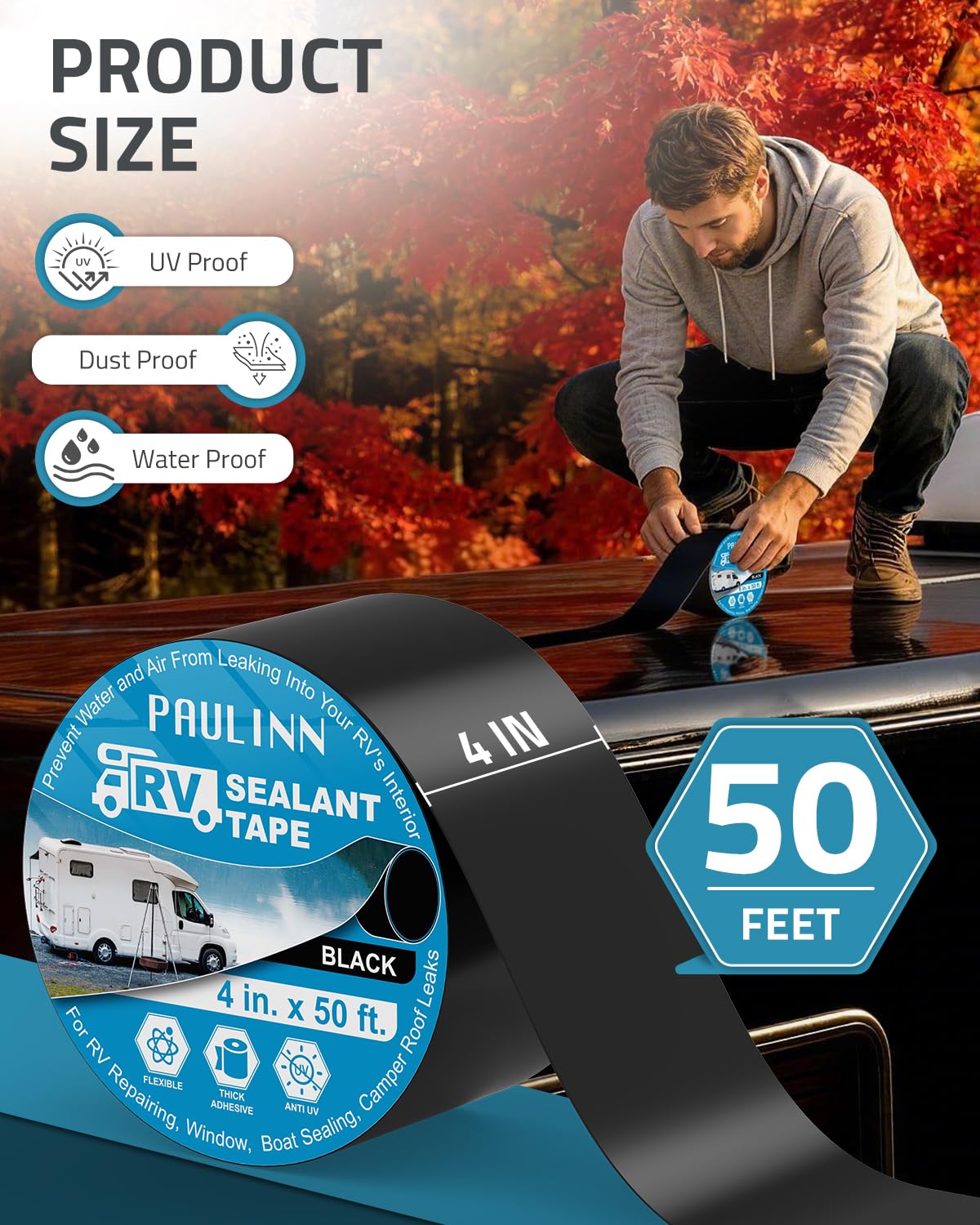 PAULINN tape edge pressed into corner showing flexible conformity benefit