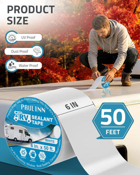 PAULINN roll next to ruler showing 6 inch width and 50 foot length benefit