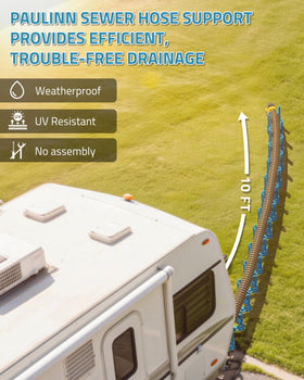 PAULINN size comparison beside RV hose demonstrating compatibility and fit