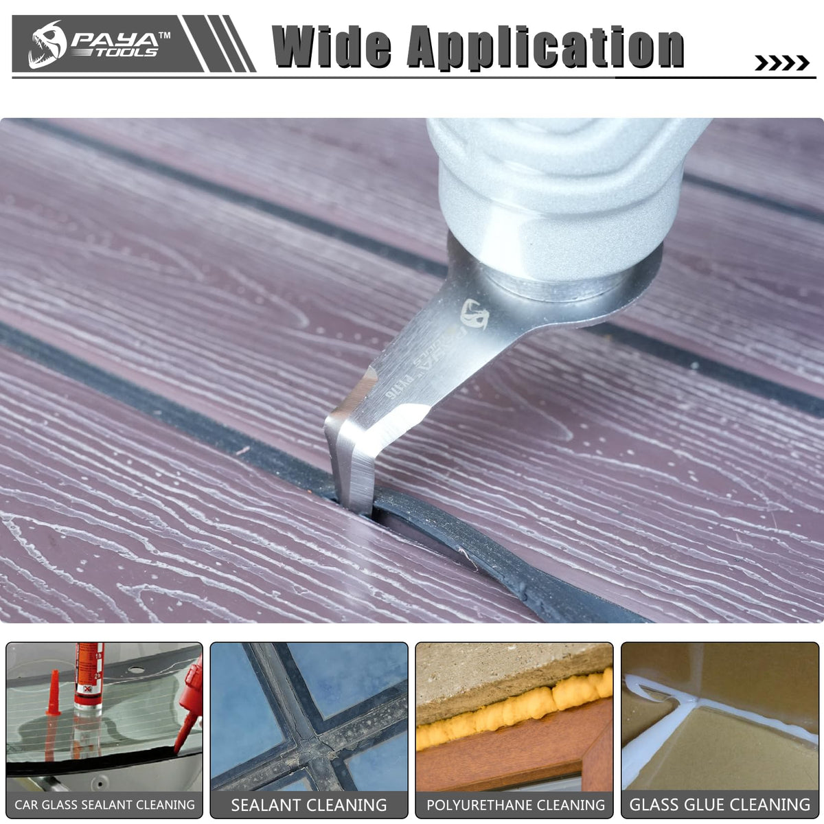 PAYA TOOLS blade angle demonstrating access behind trim and channels