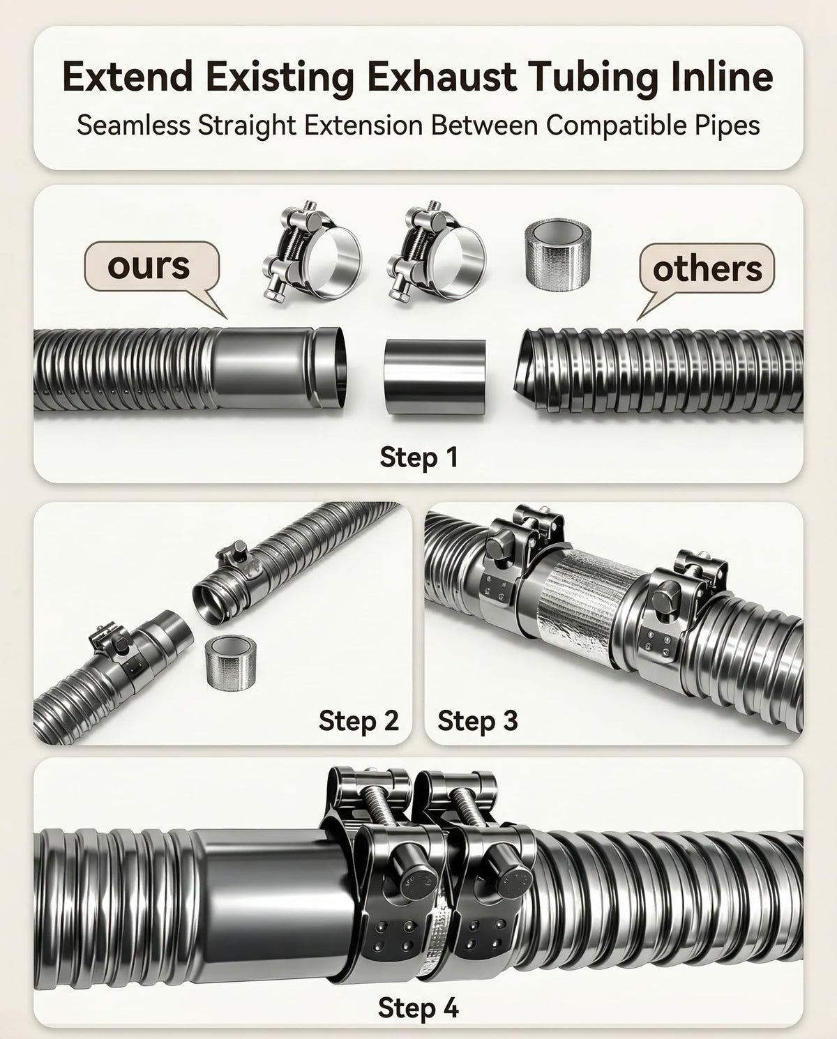 PAZLAM flex tube shaped around obstacle demonstrating neat exhaust routing in tight space